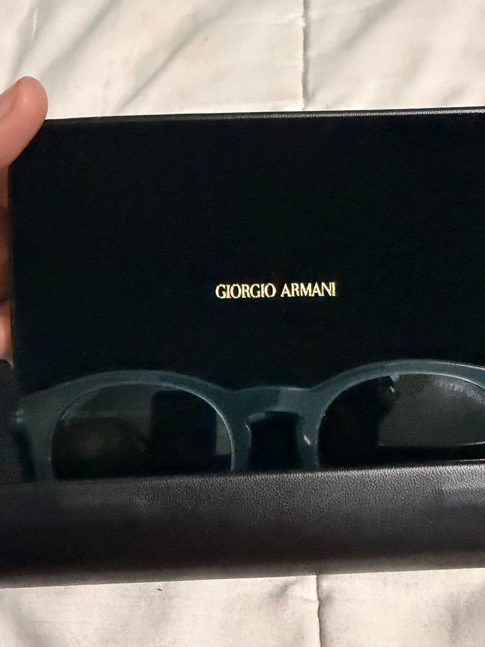Giorgio Armani Teal Frame Sunglasses with Dark Green Lenses - Picture 2 of 8
